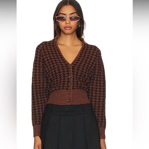 Astr Brown and Black Houndstooth Cardigan